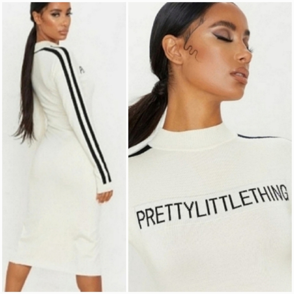PrettyLittleThing Cream Sweater Dress - Picture 1 of 5